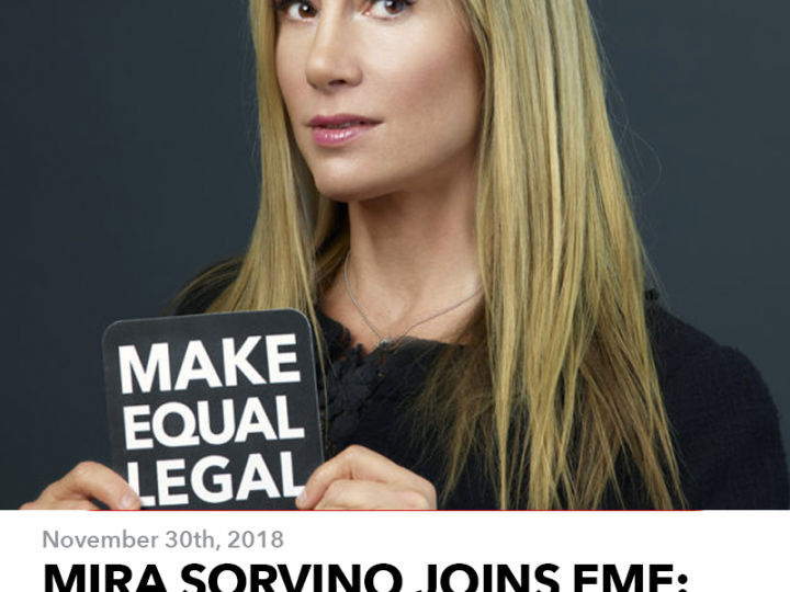 November 30, 2018: Mira Sorvino joins EME: 100 years & a chance to finally be on the right side of Herstory