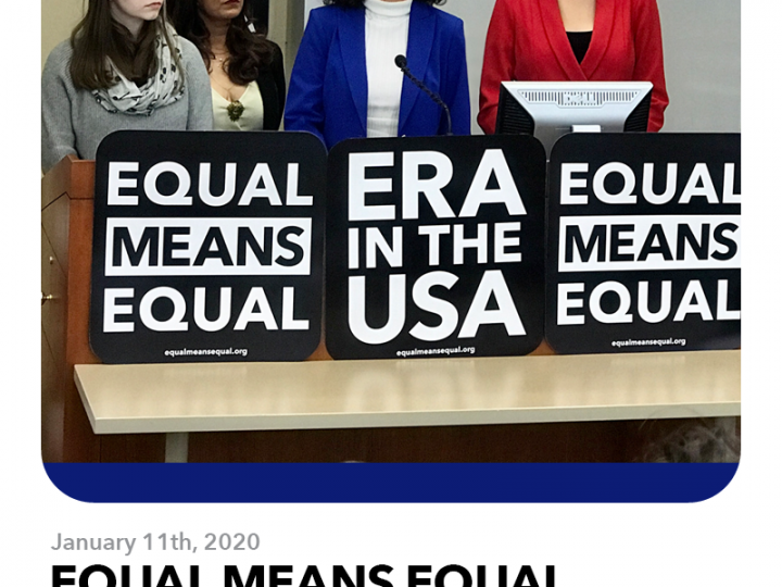 January 7th, 2020: Equal Means Equal Files Law Suit to Clear the Path to Final Ratification of the Equal Rights Amendment