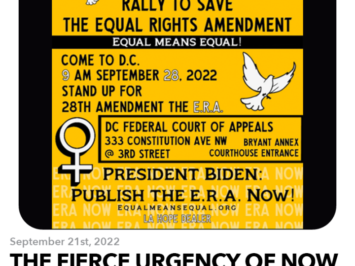 September 21, 2022: The Fierce Urgency of Now — Protest at the DC Federal Court of Appeals 9am Wednesday September 28th
